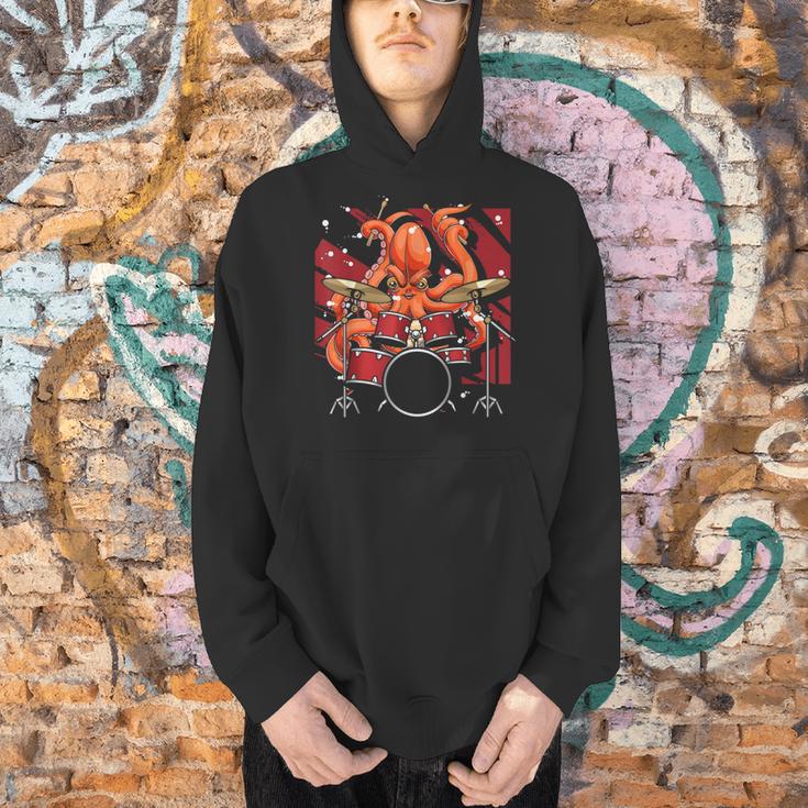Animal Octopus Musician Drum Kit Octopus Drummer Men Hoodie