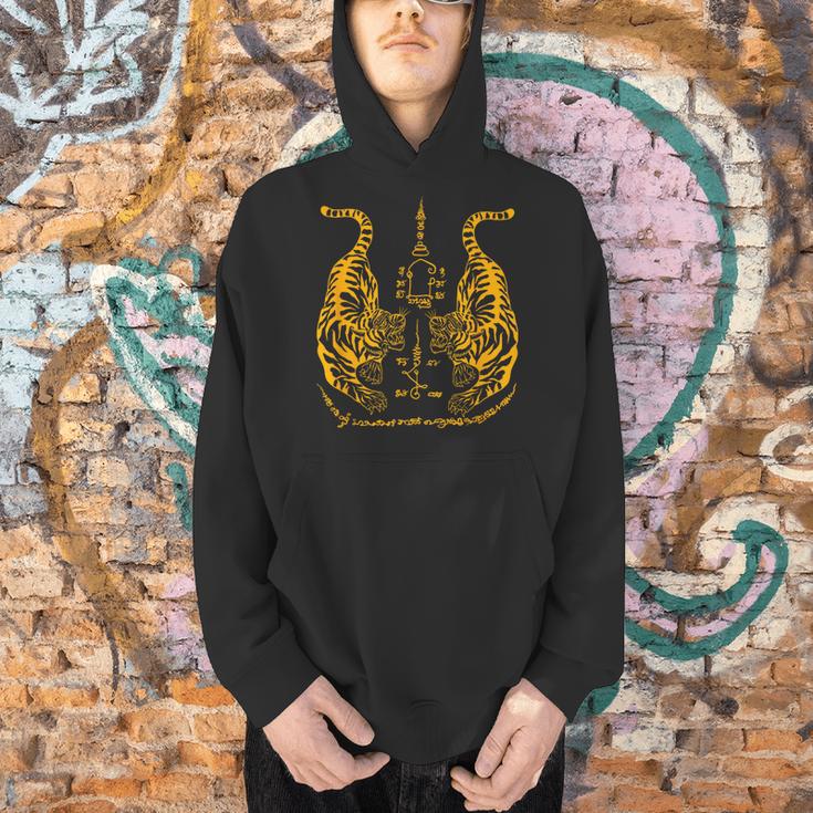 Awesome Orange Double Tiger Muay Thai Sak Yant Men Hoodie