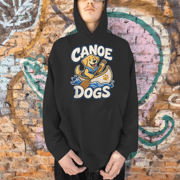Canoe Dogs Golden Retriever Paddling Graphic Men Hoodie