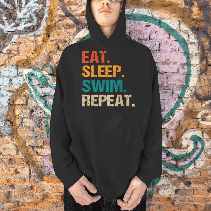 Eat Sleep Swim Repeat Pool Swimmer Water Polo Swimming Men Hoodie