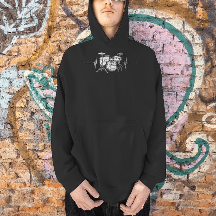 ECG Heartbeat Music Lovers Drumsticks Drum Kit Men Hoodie ECG Heartbeat Music Lovers Drumsticks Drum Kit Men Hoodie
