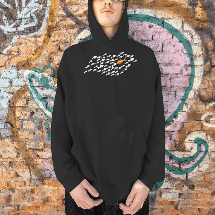 Fish Swimming Against The Current Be Yourself -Adults Kids Modern Casual Men Hoodie