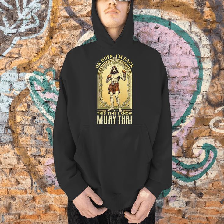 Jesus Knows Muay Thai Boxing Kickboxing MMA Men Hoodie