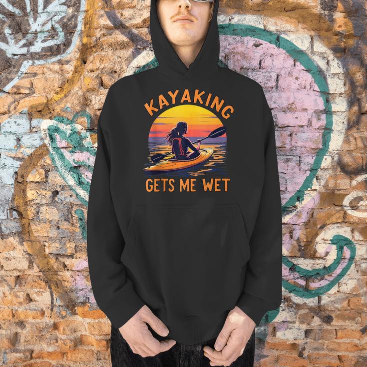 Kayaking Gets Me Wet Kayak Paddling Canoe Adult Joke Sleeveless Men Hoodie