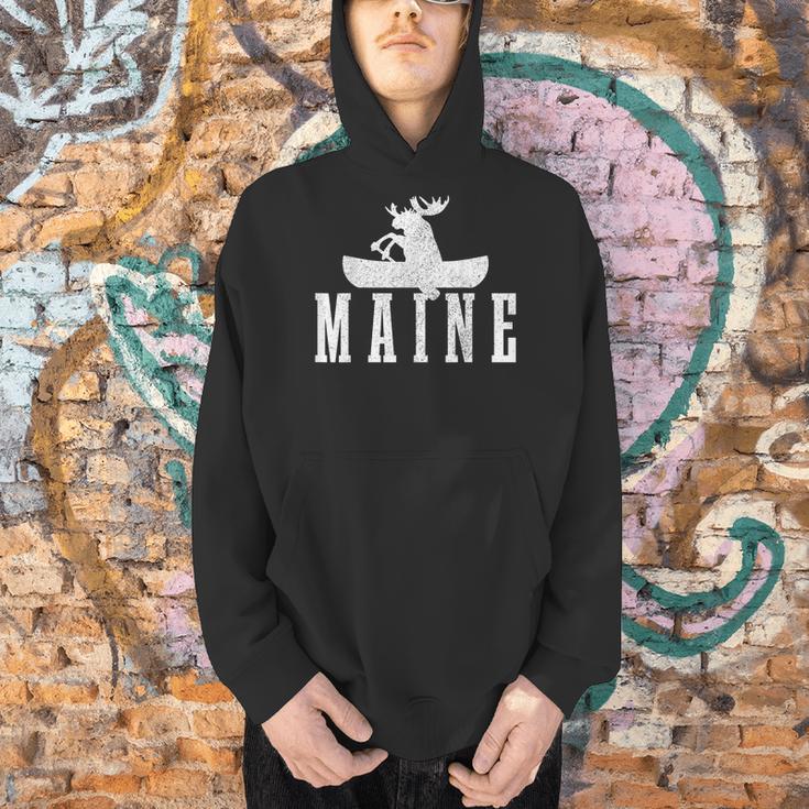 Maine Canoe Kayak Moose USA America Souvenir Men Hoodie