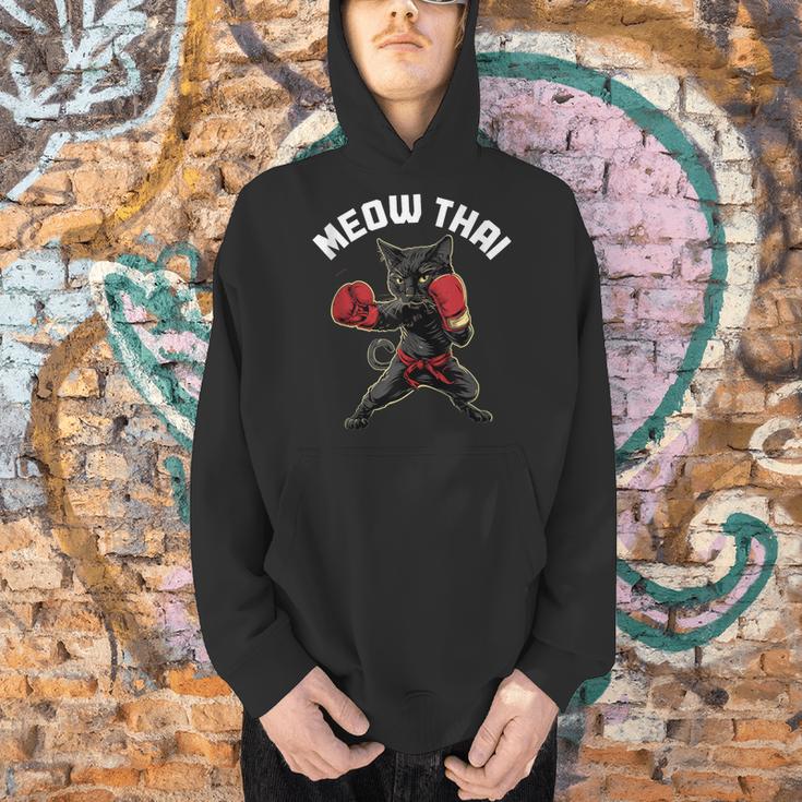 Meow Thai Muay Thai Boxing Cat Martial Arts MMA Boxer Men Hoodie
