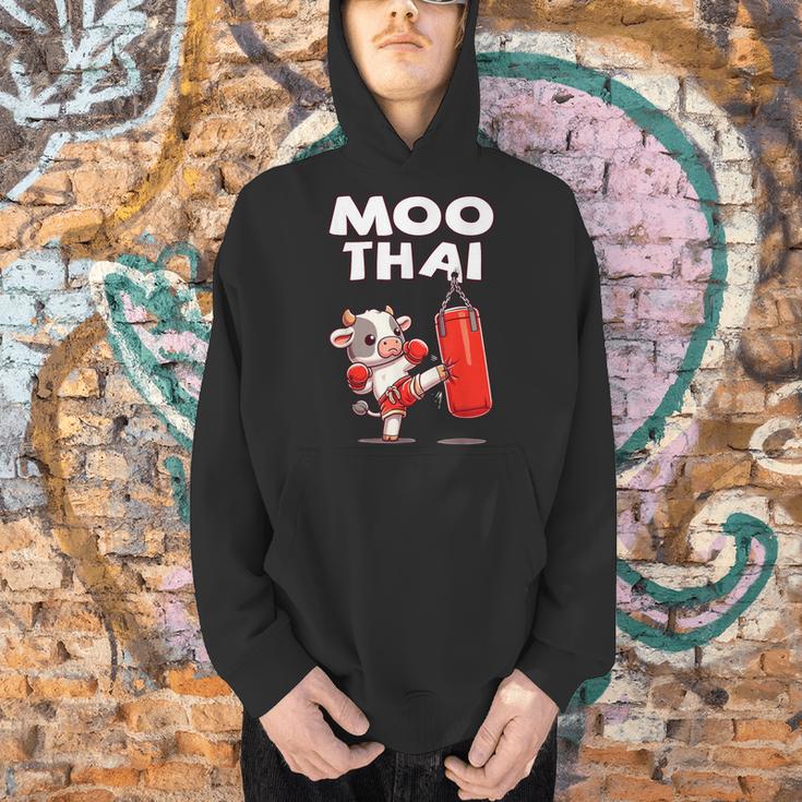 Moo Thai Muay Thai Cow Thai Boxing For Kids Muay Thai Men Hoodie