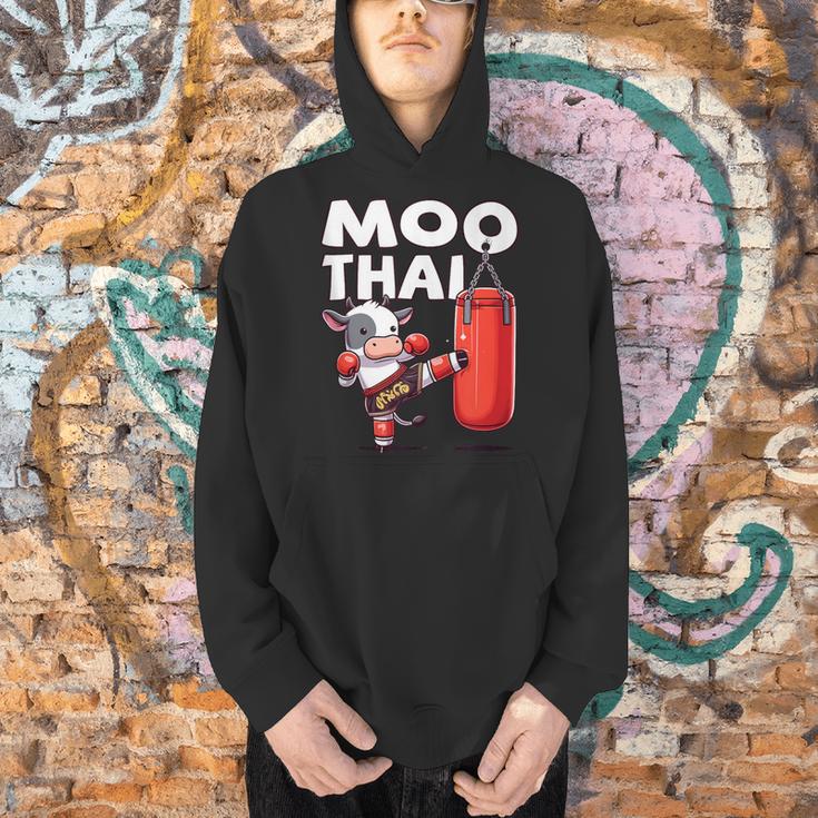 Muay Thai Moo Thai Thai Boxing For Youth Muay Thai Cow Men Hoodie
