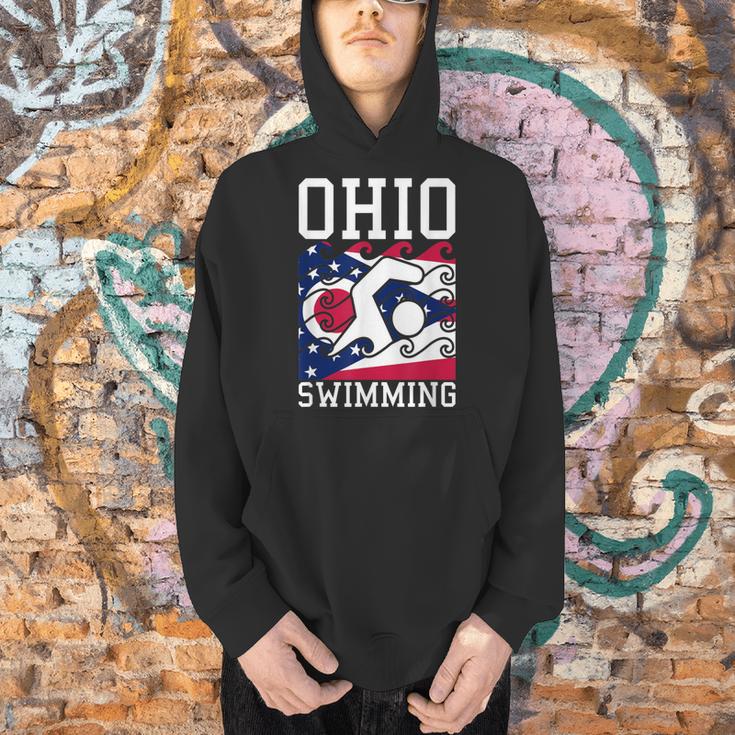 Ohio Flag Swimming Team Swim Swimmer US State Men Hoodie
