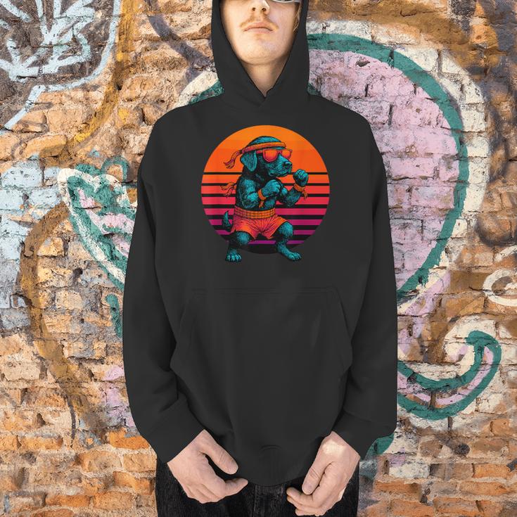Retro Dog With Gloves Muay Thai Fighter Men Hoodie