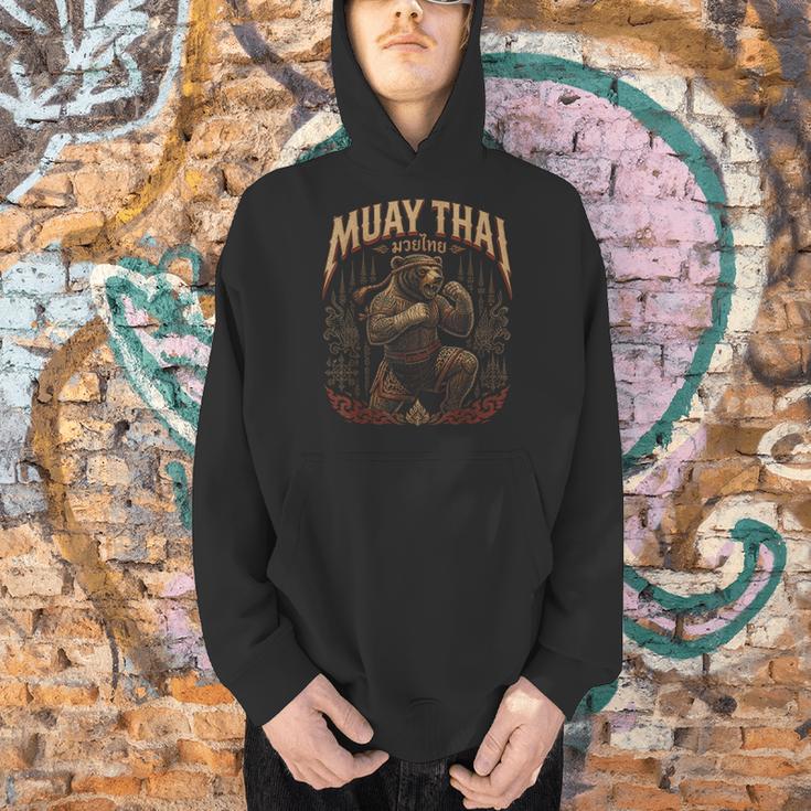 Retro Nak Muay Muay Thai Fighter Thai Boxing Gym Bear Men Hoodie Retro Nak Muay Muay Thai Fighter Thai Boxing Gym Bear Men Hoodie