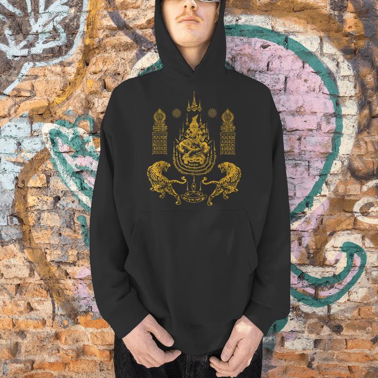 Sawadee Thai Traditional Sak Yant Thai Twin Tigers Muay Thai Men Hoodie