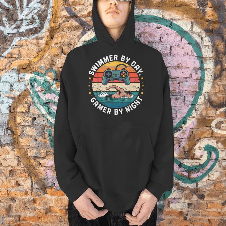 Swimmer By Day Gamer By Night Swimming Vintage Gaming Swim Men Hoodie Swimmer By Day Gamer By Night Swimming Vintage Gaming Swim Men Hoodie