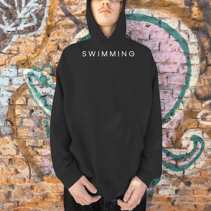 Swimming Minimalist Text Swimmer Coach Men Hoodie Swimming Minimalist Text Swimmer Coach Men Hoodie