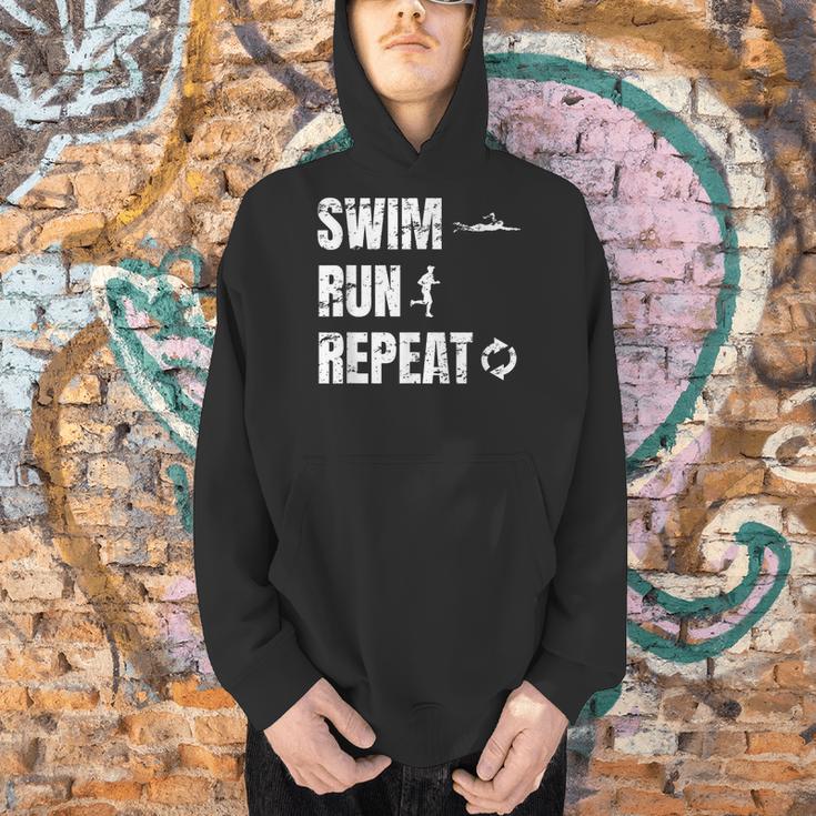 Swimrun Endurance Sports Swimming Running Swim Run Men Hoodie