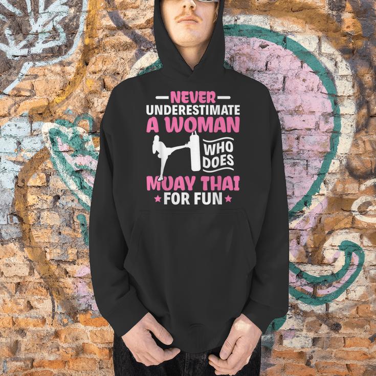 Never Underestimate A Woman Thai Boxing Muay Thai Fighter Men Hoodie