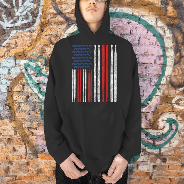USA Flag Drumsticks Drum Kit Men Hoodie