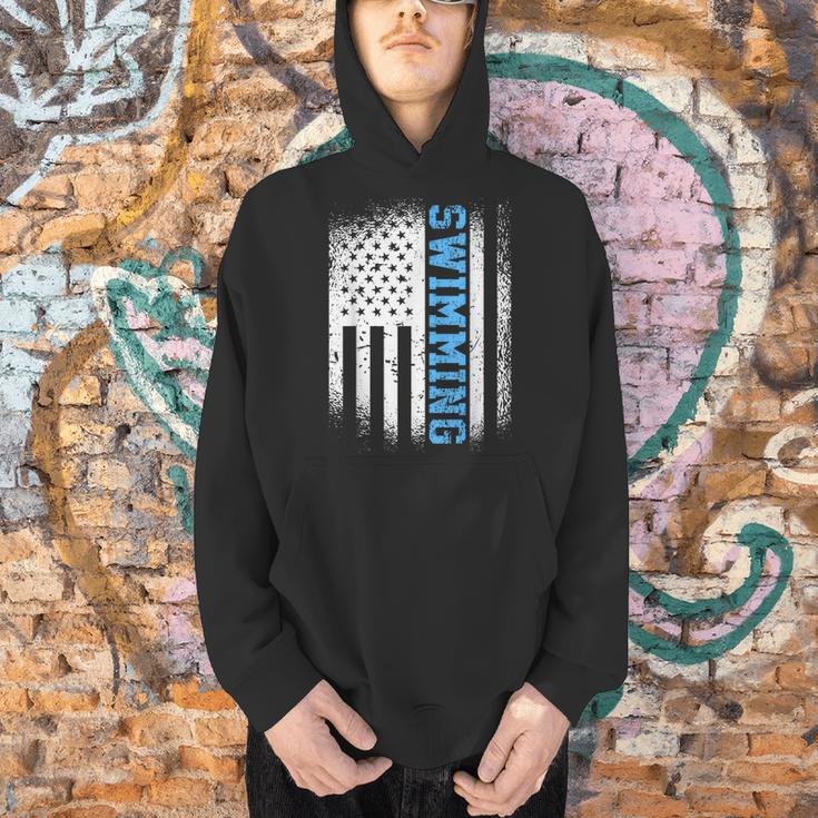 USA Flag Swimming Swim American Swimmer Men Hoodie