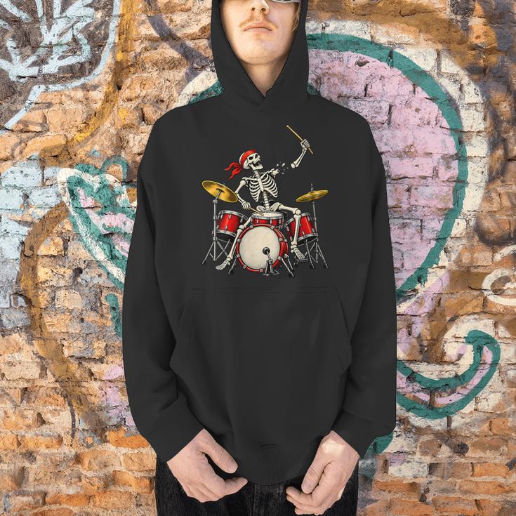 Women's Skeleton Drummer Skull Drum Kit Halloween Men Hoodie Women's Skeleton Drummer Skull Drum Kit Halloween Men Hoodie