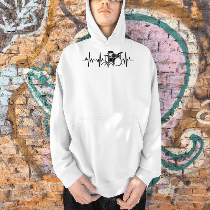 Drum Kit Pulse Line Rock Artist Drum Set Men Hoodie Drum Kit Pulse Line Rock Artist Drum Set Men Hoodie