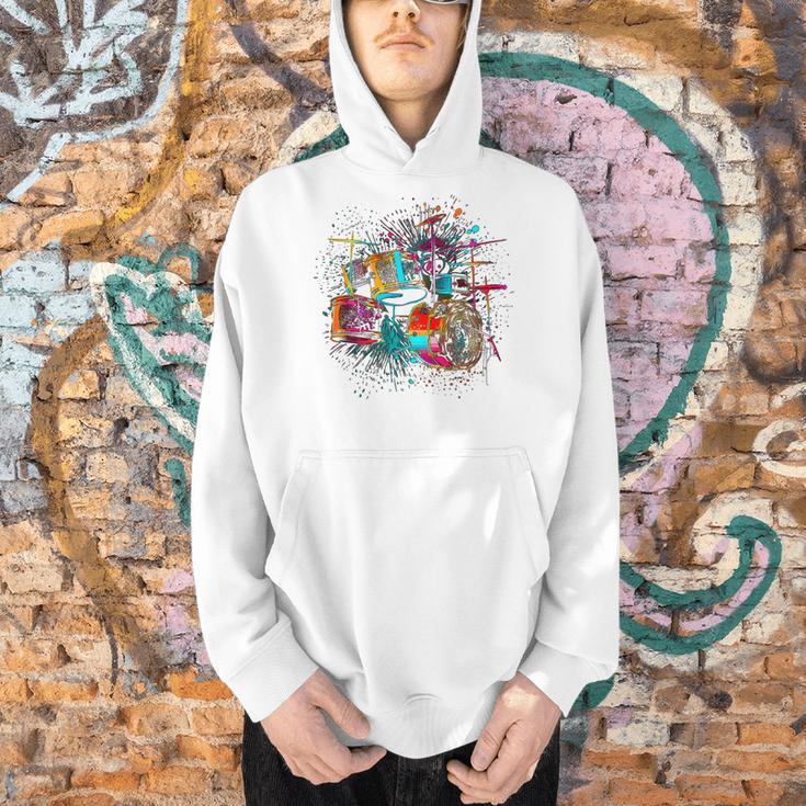 Drums Pop Art Drummer Drum Kit Men Hoodie Drums Pop Art Drummer Drum Kit Men Hoodie