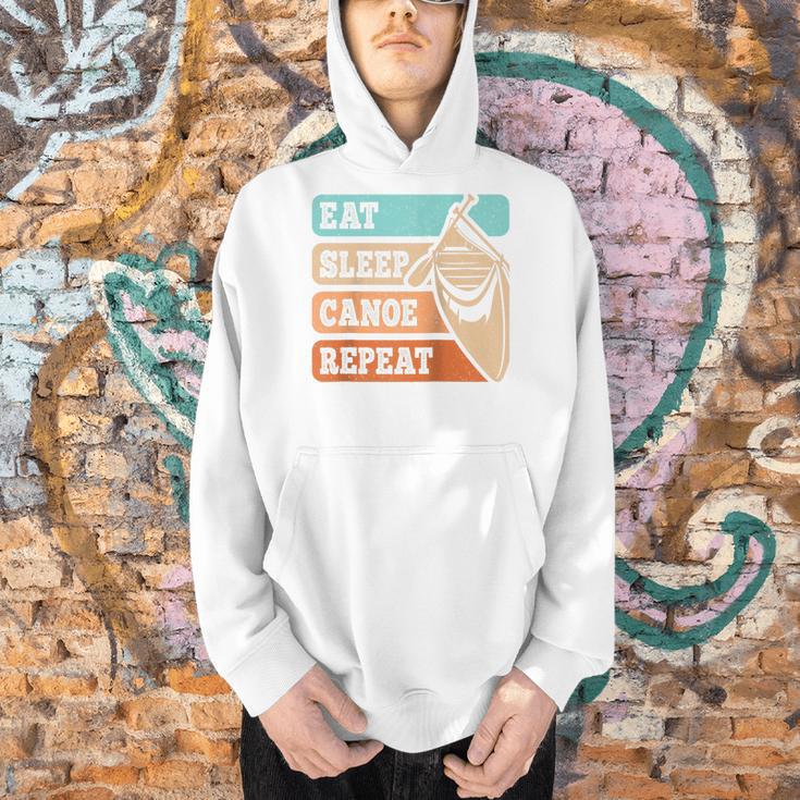 Eat Sleep Canoe Repeat Vintage Canoeing Canoeist Men Boys Raglan Baseball Tee Men Hoodie