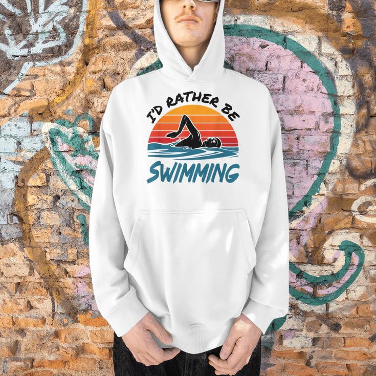 I'd Rather Be Swimming Retro Swim Swimmer Men Hoodie I'd Rather Be Swimming Retro Swim Swimmer Men Hoodie