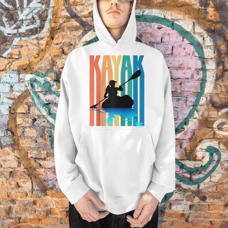 Kayaking Kayak Retro Art Canoe Raglan Baseball Tee Men Hoodie