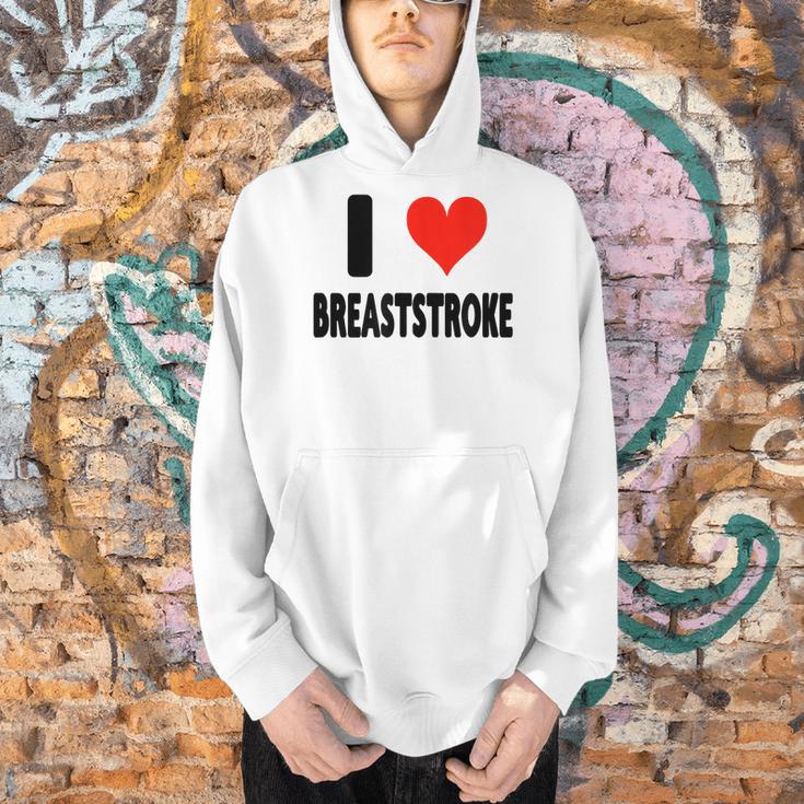 I Love Breaststroke Heart Swim Swimmer Pool Swimming Men Hoodie