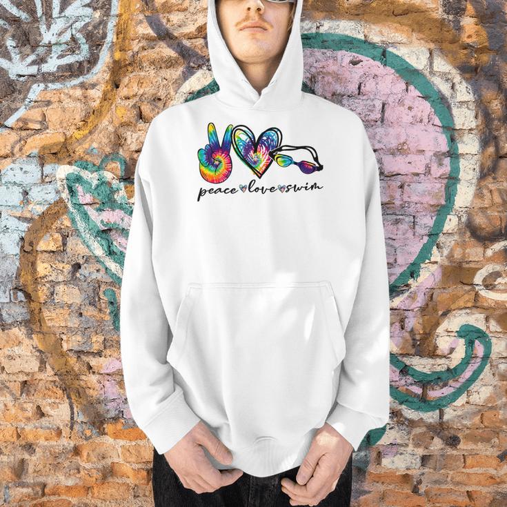 Peace Love Swim Tie Dye Swimmer Swimming Summer Trip Men Hoodie