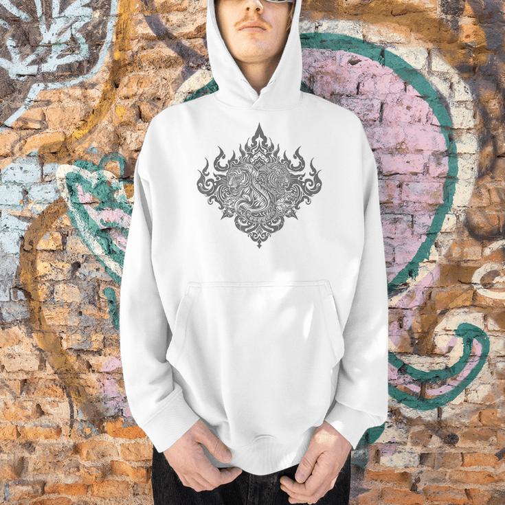 Sak Yant Muay Thai MMA Tattoo Twin Tiger Martial Art Boxing Men Hoodie Sak Yant Muay Thai MMA Tattoo Twin Tiger Martial Art Boxing Men Hoodie