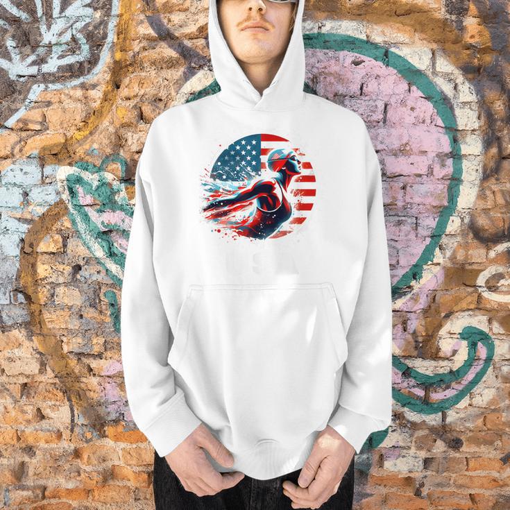 Swimming United States Apparel American Flag Swimming Men Hoodie