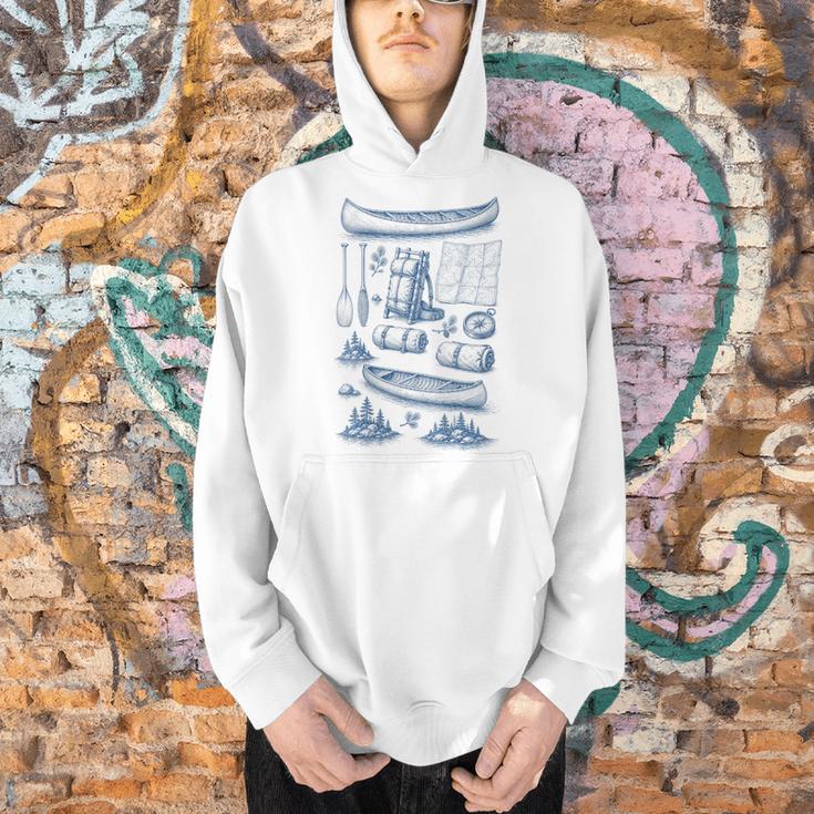 Women's Canoe Wilderness Gear Vintage Chart Collection Illustration Men Hoodie