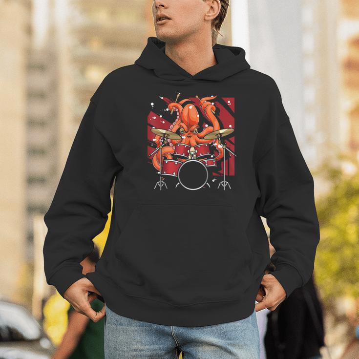 Animal Octopus Musician Drum Kit Octopus Drummer Men Hoodie