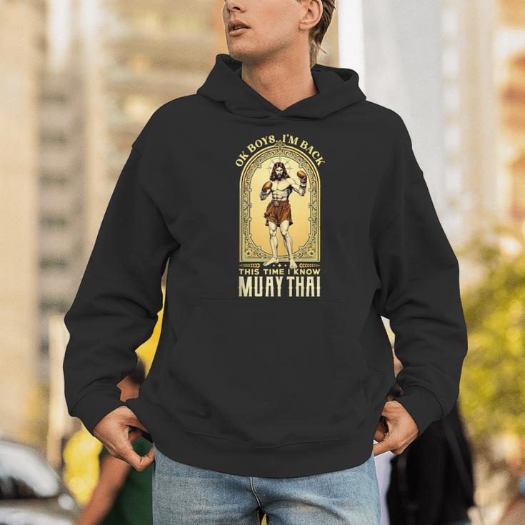 Jesus Knows Muay Thai Boxing Kickboxing MMA Men Hoodie
