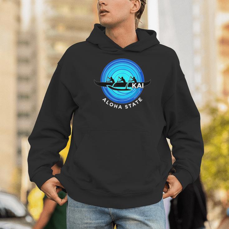 Kai Outrigger Canoe Hawaii Aloha State Paddling Retro Men Hoodie