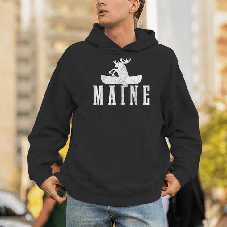 Maine Canoe Kayak Moose USA America Souvenir Men Hoodie