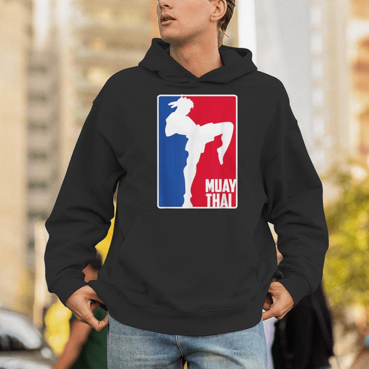 Muay Thai Fighter Retro Kickboxing Training MMA Men Hoodie