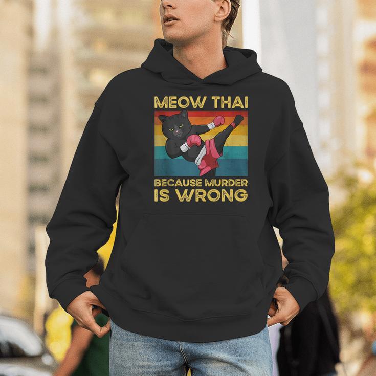 Muay Thai Because Murder Is Wrong Cat Meow Thai Men Hoodie Muay Thai Because Murder Is Wrong Cat Meow Thai Men Hoodie