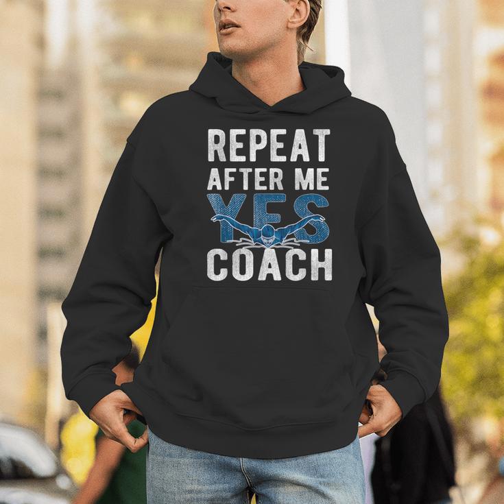 Repeat Yes Swim Coaching Swimming Coaches Men Hoodie