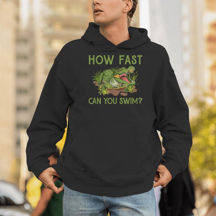 Swimmer Crocodile Swimming Humor How Fast You Can Swim Men Hoodie Swimmer Crocodile Swimming Humor How Fast You Can Swim Men Hoodie