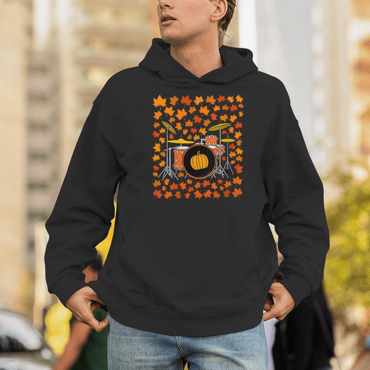 Women's Drum Kit With Leaves Fall Drummer Autumn Musician Men Hoodie Women's Drum Kit With Leaves Fall Drummer Autumn Musician Men Hoodie