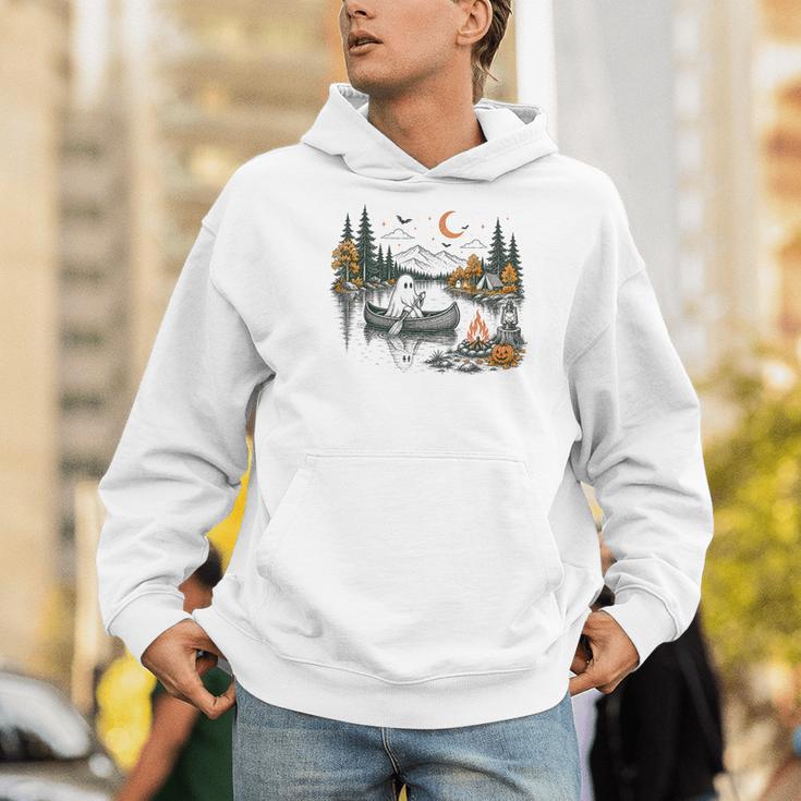 Canoe Ghost Camping Ghost Lake Halloween Spooky Fall Camping Men Hoodie