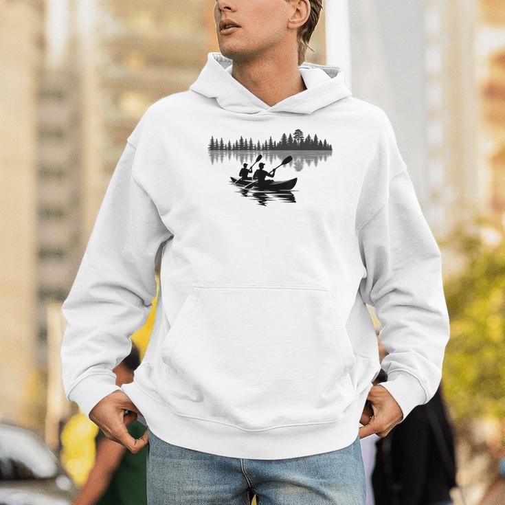 Canoe Silhouette Forest Lake Reflection Men Hoodie Canoe Silhouette Forest Lake Reflection Men Hoodie
