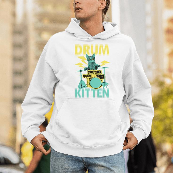 Cute Drummer Cat Drum Kitten Men Hoodie