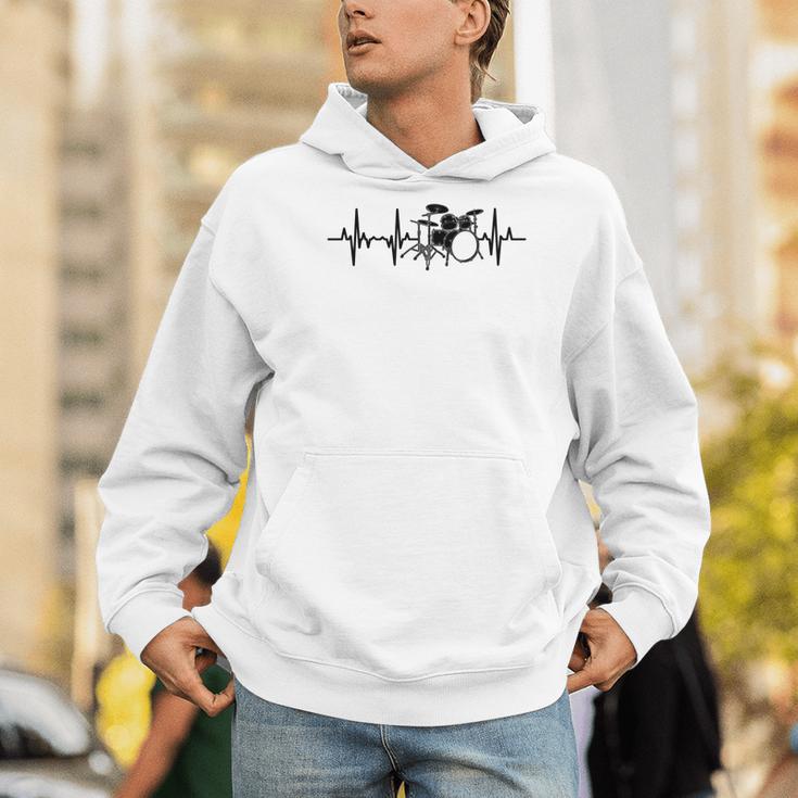 Drum Kit Pulse Line Rock Artist Drum Set Men Hoodie Drum Kit Pulse Line Rock Artist Drum Set Men Hoodie