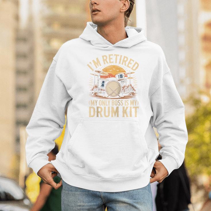 I'm Retired My Only Boss Is My Drum Kit Drums Drummer Raglan Baseball Tee Men Hoodie I'm Retired My Only Boss Is My Drum Kit Drums Drummer Raglan Baseball Tee Men Hoodie