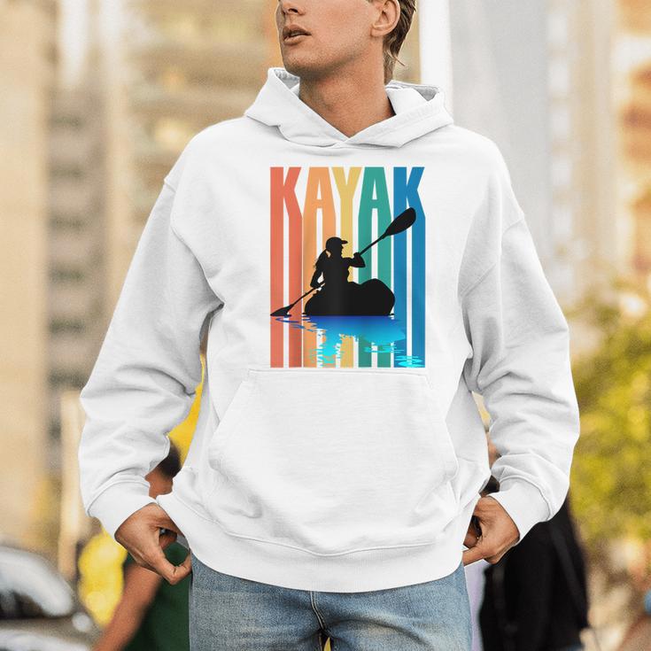 Kayaking Kayak Retro Art Canoe Raglan Baseball Tee Men Hoodie