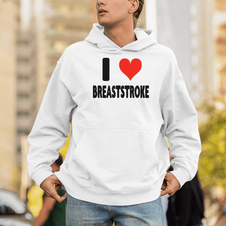 I Love Breaststroke Heart Swim Swimmer Pool Swimming Men Hoodie