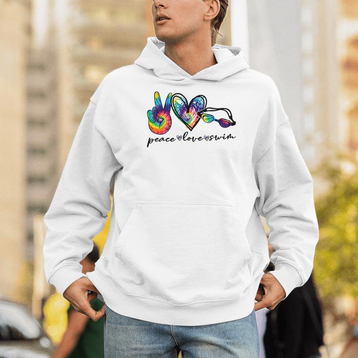 Peace Love Swim Tie Dye Swimmer Swimming Summer Trip Men Hoodie